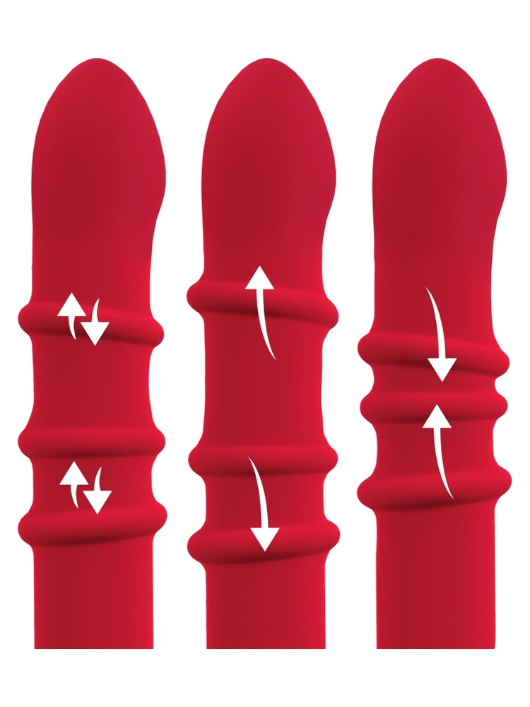 Silhuettbilde med mål: total lengde ca. 23,7 cm, klitorisarm ca. 13,3 cm og diameter ca. 3,3–3,9 cm.