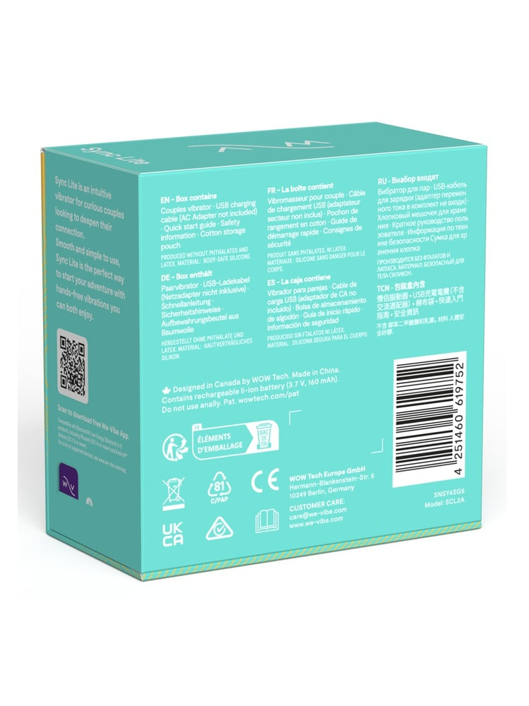 Bakside av emballasjen med produktinformasjon, tekniske spesifikasjoner og merking.