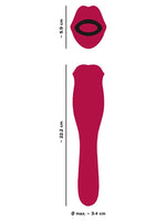 Illustrasjon av størrelse på You2Toys Oral Fun tungevibrator med lengde på ca. 22,2 cm og bredde på ca. 5,9 cm