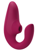 Womanizer Blend vibrator i vibrant pink, sett forfra med sugehode og G-punktarm