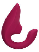 Womanizer Blend vibrator i vibrant pink, sett fra siden med synlige kontrollknapper