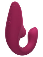Womanizer Blend vibrator i vibrant pink, sett bakfra med ladeport og knapper