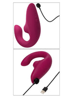 Womanizer Blend vibrator med magnetisk ladekabel tilkoblet, vist fra to vinkler