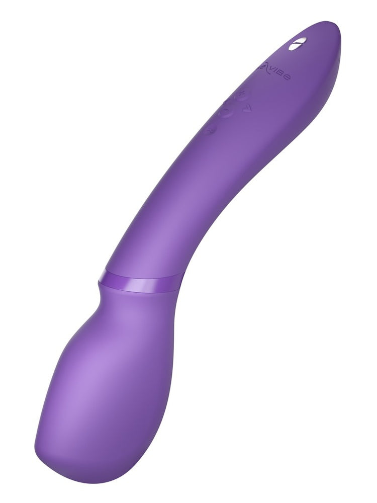 We-Vibe Wand 2 skrått forfra – lilla vibrator med fleksibel hals og avrundet stimuleringshode
