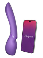 We-Vibe Wand 2 ved siden av smarttelefon – viser appstyring via We-Vibe-appen