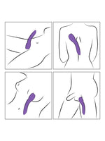 Illustrasjon av bruksområder for We-Vibe Wand 2 – viser massasje og stimulering av ulike kroppsområder