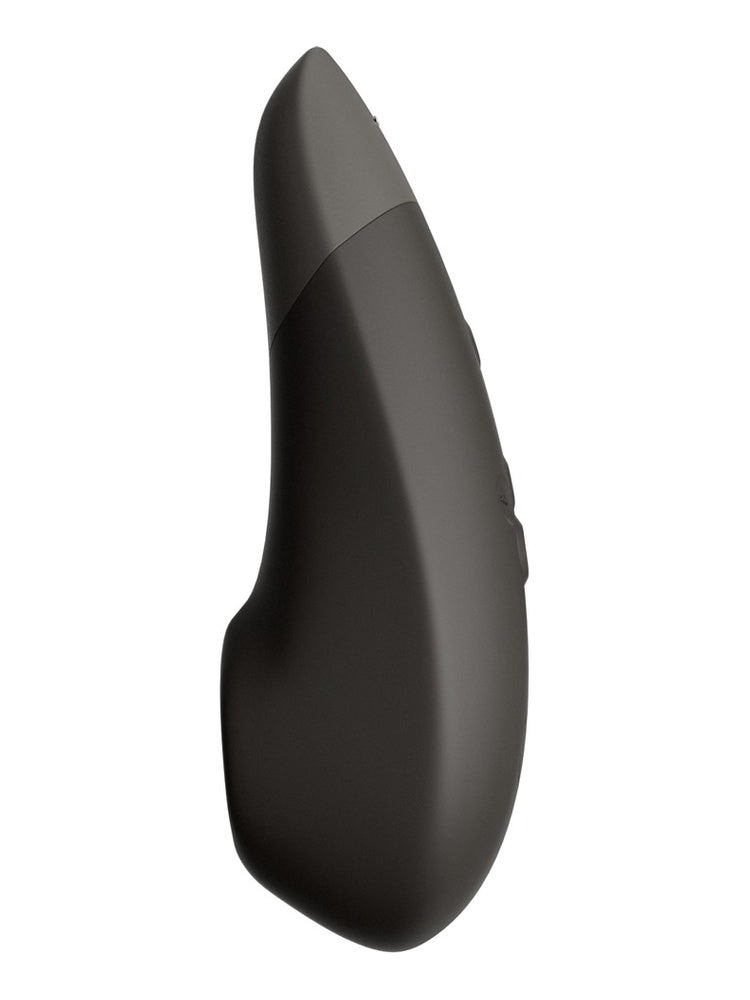 Womanizer Enhance i sort, sideprofil med kontrollknapper og logo.
