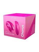 We-Vibe Chorus emballasje, forside med produktnavnet «Chorus» og slagordet «Two Become One», samt produktbilde på cerise/rosa bakgrunn.