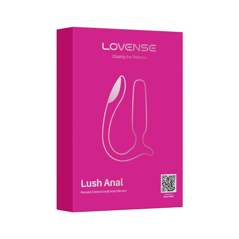 Lovense Lush Anal fjernstyrt analvibrator, liten, i rosa produkteske med illustrasjon