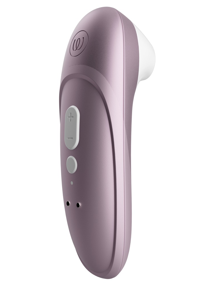 Lilla oppladbar klitorisvibrator med hvitt munnstykke og knapper, sexleketøy for kvinner