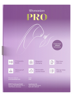 Lilla Womanizer Pro eske med produktdetaljer, erotisk sexleketøy for kvinner