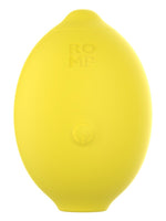 ROMP Lemon Crush – sitronformet klitorisstimulator sett forfra med ROMP-logo og knapp