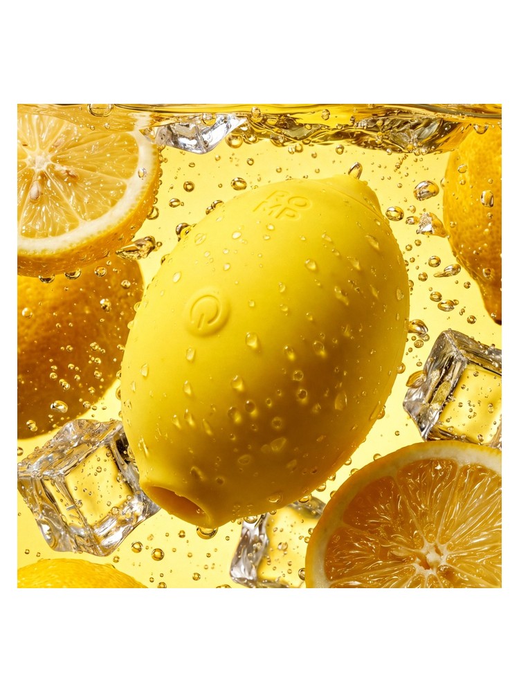 ROMP Lemon Crush – vanntett klitorisstimulator i vann med sitronskiver og is