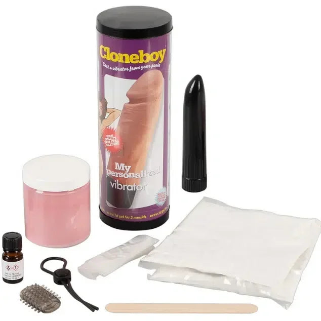 Personalized vibrator molding kit with vibrator, gel, mixing stick and accessories