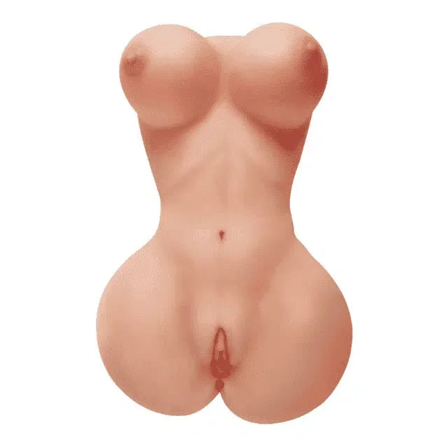 Realistic female torso silicone love doll with breasts, waist, and hips on white background.