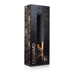 Black and gold personal massager in decorative box with floral design, labeled CHAIAMO.