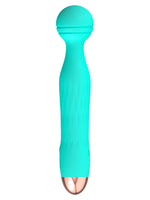 Cuties Minivibrator Grønn 2.0 fra baksiden – viser den vridde teksturen langs skaftet og gullfarget base