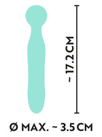 Silhuettillustrasjon med mål – Cuties Minivibrator med total lengde ca. 17,2 cm og diameter ca. 3,5 cm