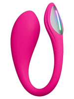 Lovense Lush Mini vibrator i rosa, sett fra siden, viser innføringsdel og lysende hale