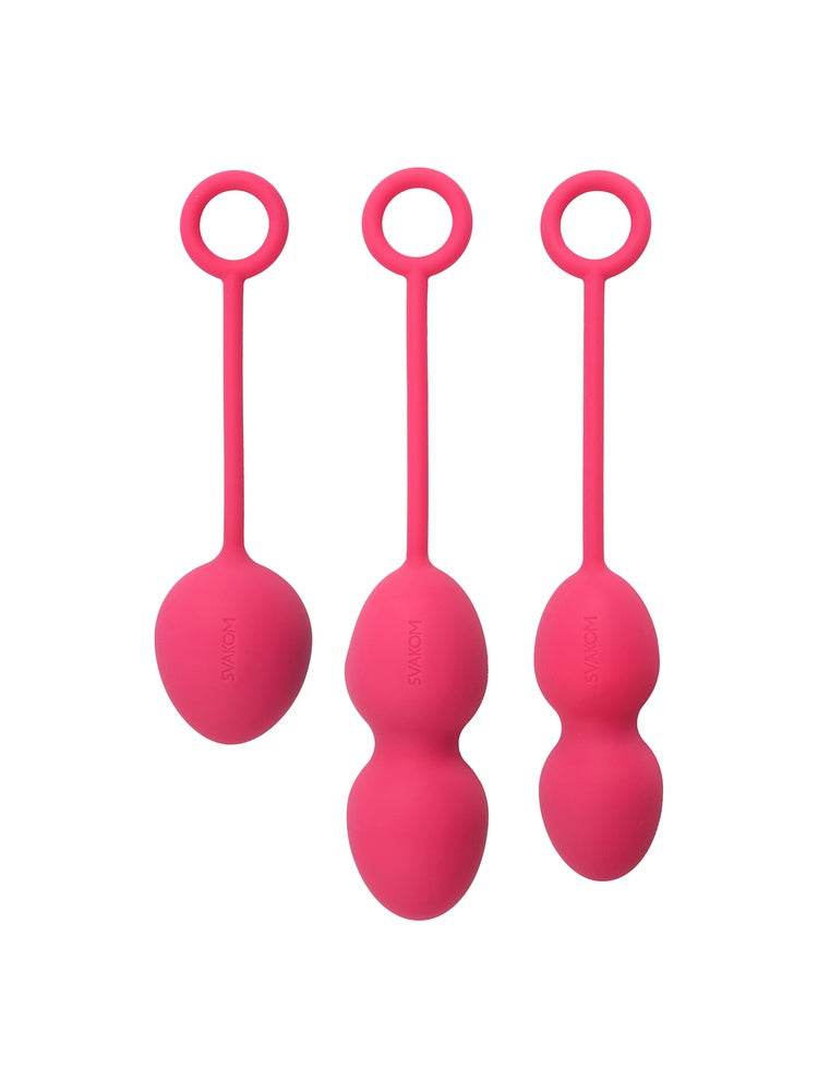 Kegelkulor i rosa silikon fra Svakom i tre størrelser for bekkenbunnstrening