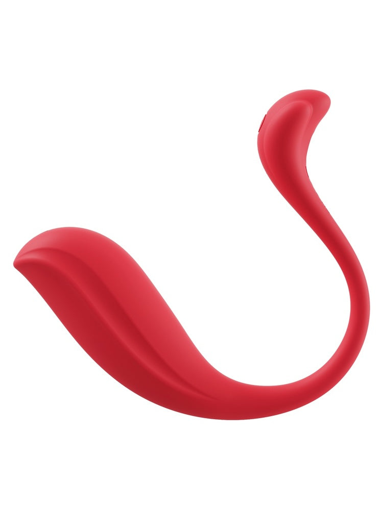 Svakom Phoenix Neo 2 bulletvibrator i rød, sett fra siden, viser fleksibelt buet design