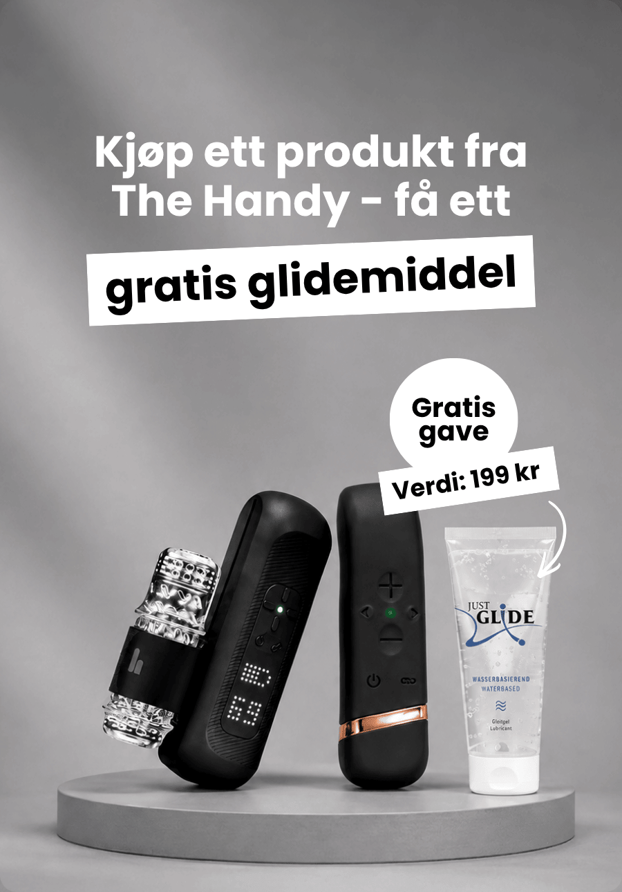 Kjøp ett produkt fra The Handy – få ett gratis glidemiddel. Gratis gave, verdi 199 kr.