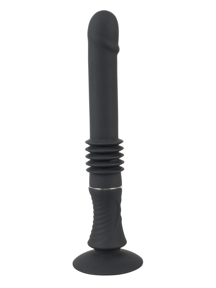 You2Toys portabel sexmaskin med vridd, spiralformet håndtak. Viser alternativ overflatestruktur med sølvring og sugekopp i bunnen.