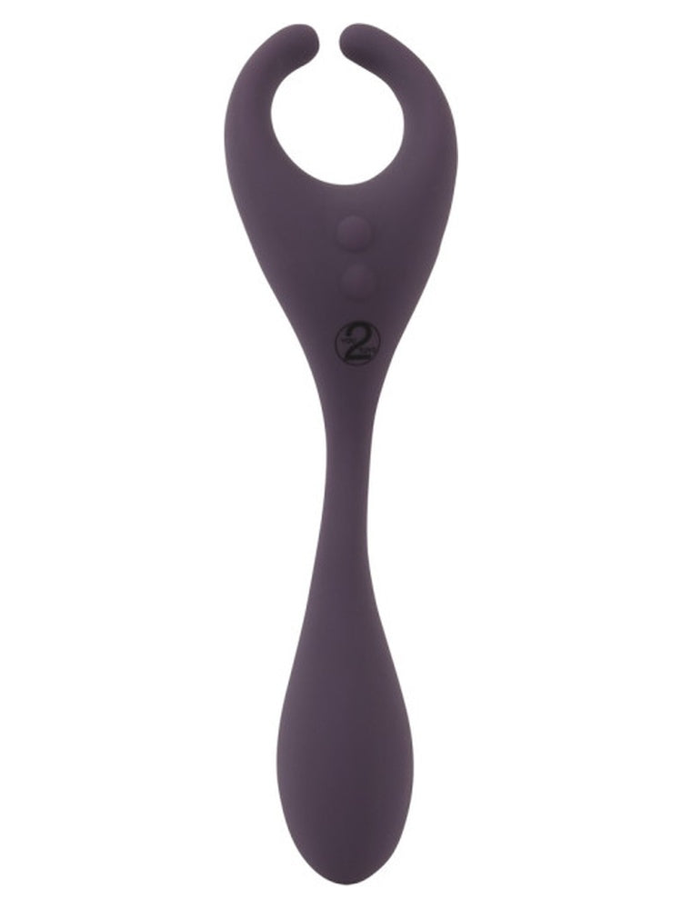 You2Toys parvibrator, sett forfra, viser Y-formet topp med kontrollknapper og innføringsdel