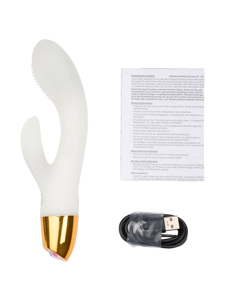 You2Toys Glow in the Dark Rabbit Vibrator produkteske – svart emballasje med bilde av den selvlysende rabbitvibratoren og funksjonsikoner.