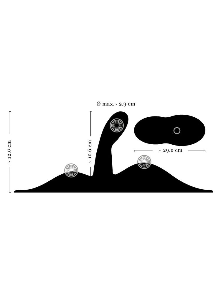 Måldiagram med dimensjoner og markering av motorplasseringer samt separat fjernkontroll.