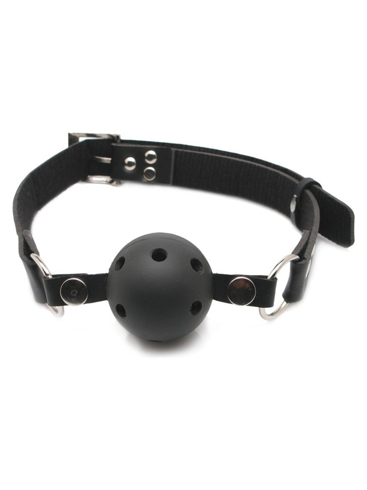 Fetish Fantasy Breathable Gagball – svart ballgag med lufthull og justerbar rem