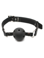 Fetish Fantasy Breathable Gagball – svart ballgag med lufthull og justerbar rem