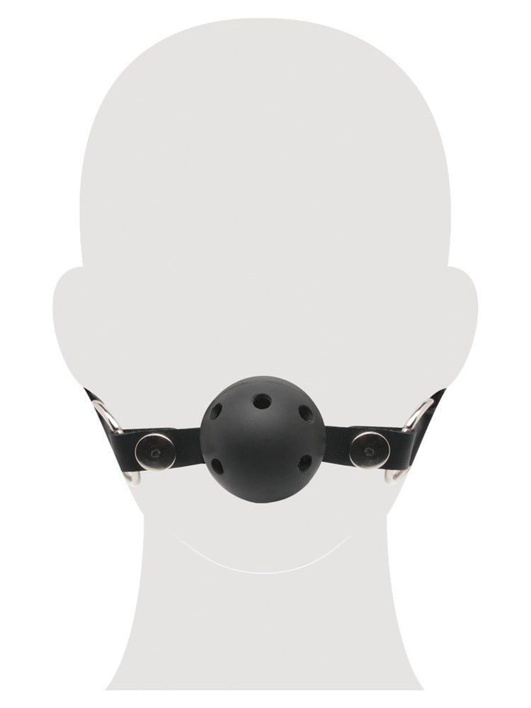 Fetish Fantasy Breathable Gagball – illustrasjon av hvordan ballgagen sitter