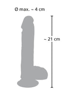 Mål på realistisk dildo – ca. 21 cm lengde og 4 cm diameter
