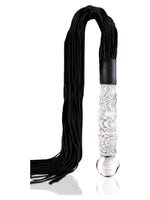 Icicles No 38 – pisk med svarte skinnreimer og håndtak i munnblåst glass som også er glassdildo