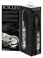 Icicles No 38 – glassdildo og pisk i originalemballasje, sett fra siden