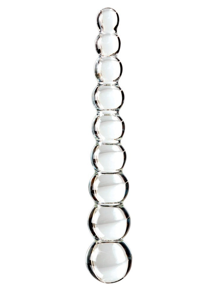 Icicles No 2 – håndlaget glassdildo med kuler i økende størrelse