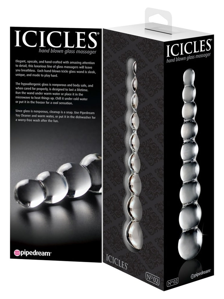 Icicles No 2 – glassdildo i originalemballasje, sett fra siden
