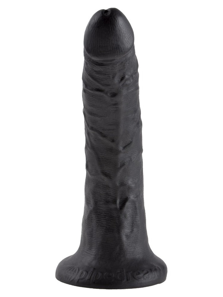 King Cock 18 cm Sort – realistisk svart dildo med sugekopp, sett forfra
