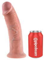 King Cock 25 cm Lys – realistisk dildo vist ved siden av en brusboks for størrelse