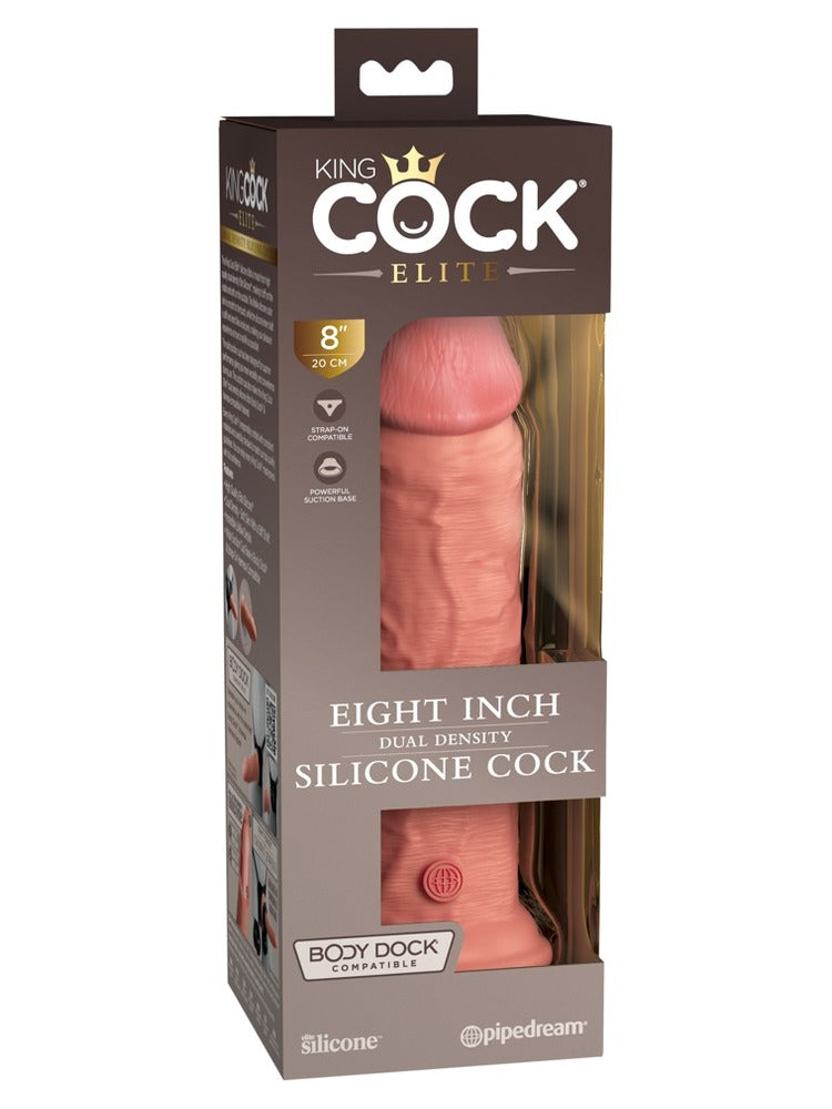 King Cock Elite 20 cm Lys – silikondildo i originalemballasje, sett forfra