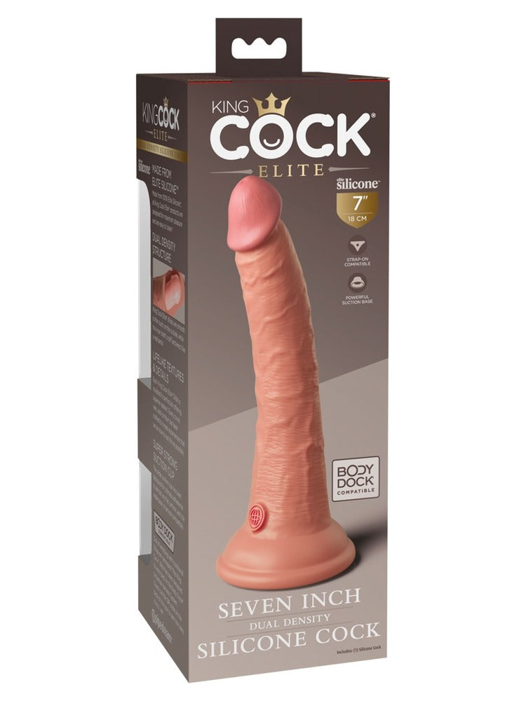 King Cock Elite 18 cm Lys – silikondildo i originalemballasje, sett fra siden
