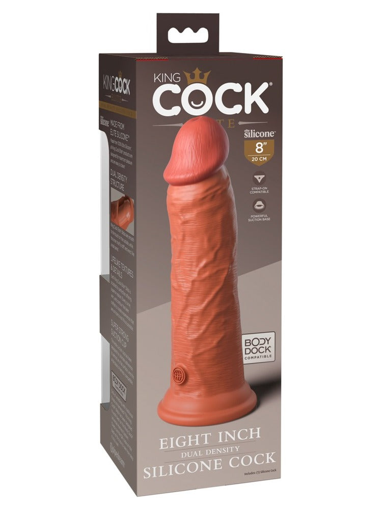 King Cock Elite 20 cm Tan – silikondildo i originalemballasje, sett fra siden