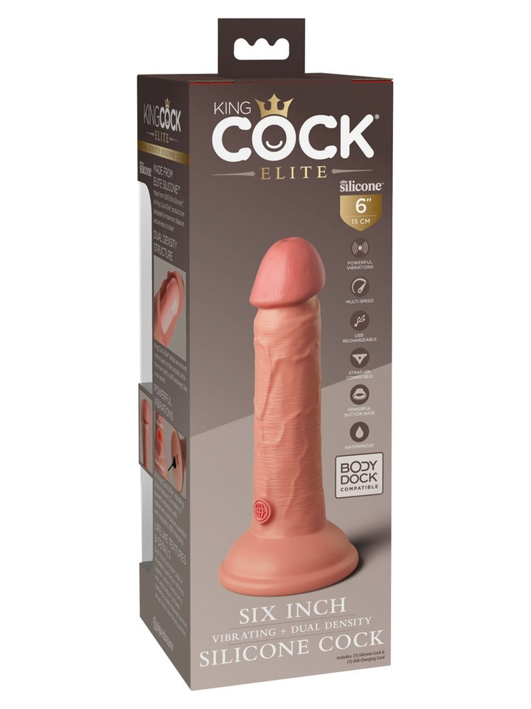 King Cock Elite vibrerende 15 cm Lys – i originalemballasje, sett fra siden