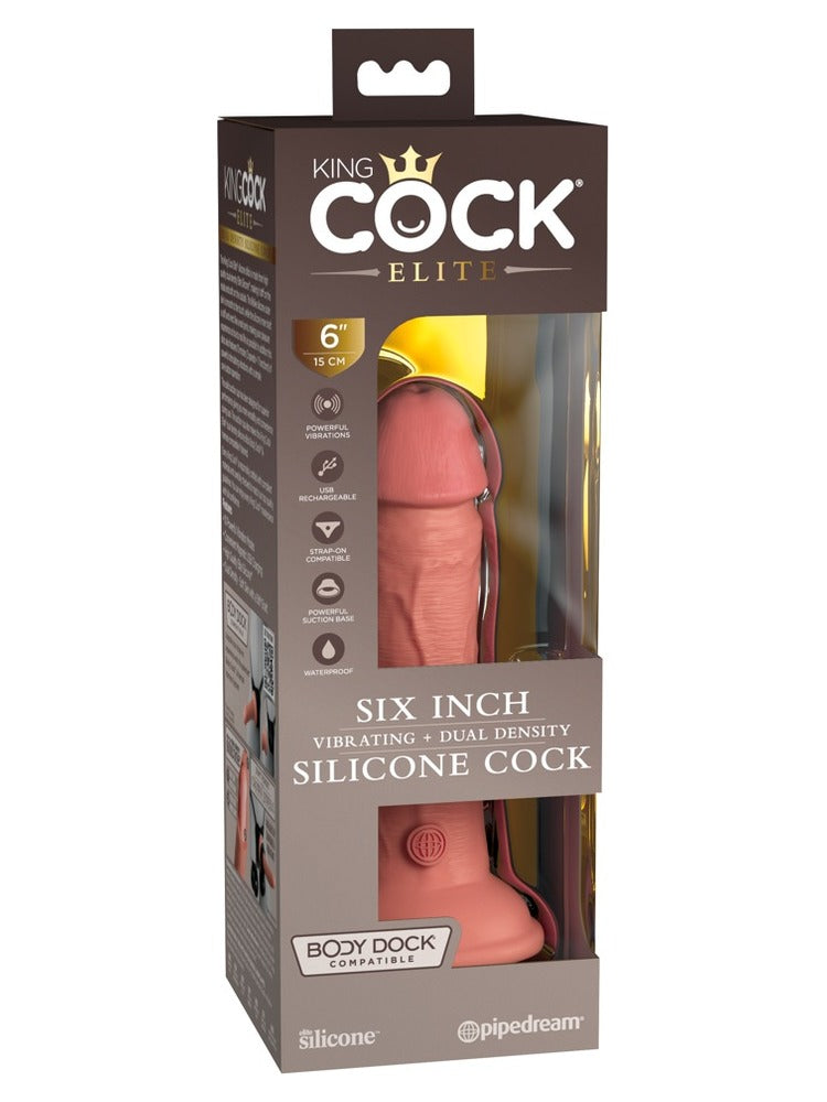 King Cock Elite vibrerende 15 cm Lys – i originalemballasje, sett forfra