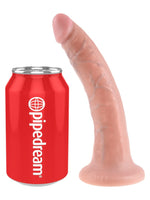 King Cock 7" – realistisk dildo med sugekopp, vist ved siden av en brusboks for størrelse