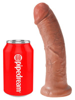 King Cock 8" Tan – realistisk dildo vist ved siden av en brusboks for størrelse