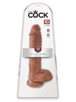 King Cock 10" med testikler Tan – realistisk dildo i originalemballasje