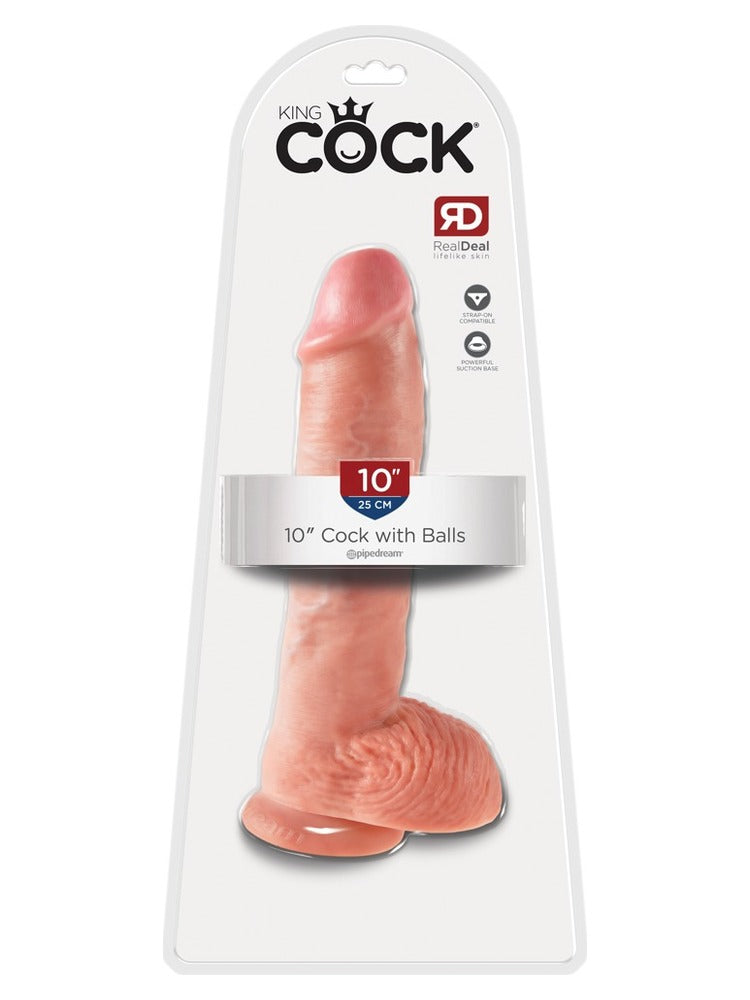 King Cock 10" med testikler – realistisk dildo i originalemballasje