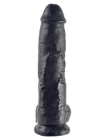 King Cock 10" med testikler – svart realistisk dildo, sett forfra